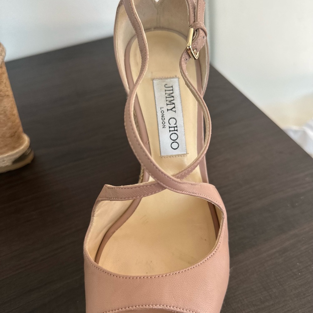 Jimmy Choo Blush Pink Cork Wedges - Picture 2 of 7
